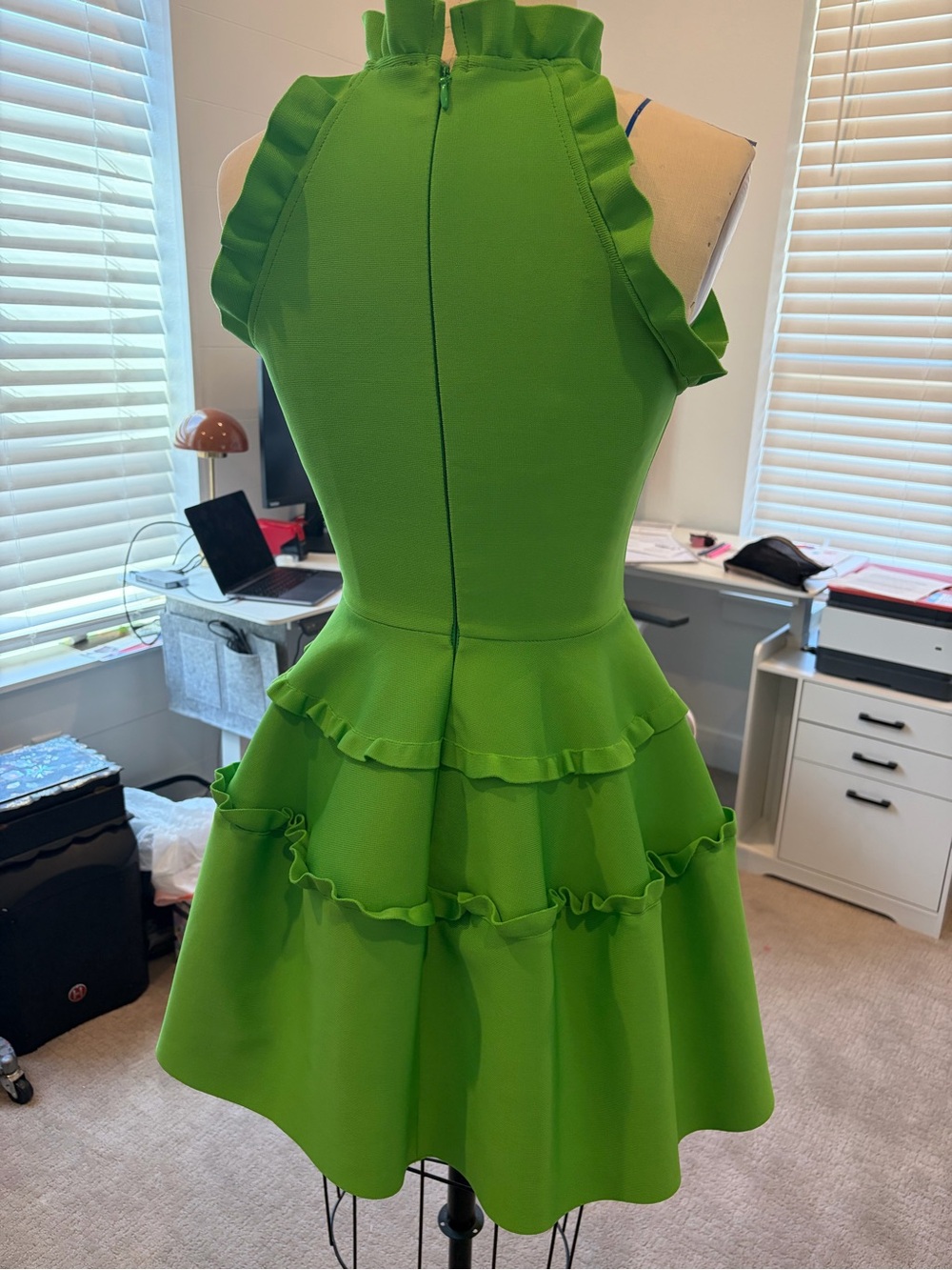 Elliatt Bright Green Ruffle Tiered Fit-and-Flare Dress - Picture 3 of 3